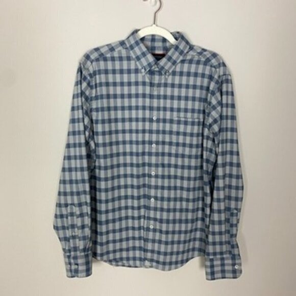 Untuckit Flannel Plaid Button Down Long Sleeve Shirt Blue Mens Large - Picture 1 of 6